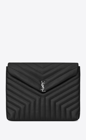 SAINT LAURENT Loulou SLG レディース ルル ドキュメントホルダー(ブラック/「Y」キルティングステッチ) a_V4